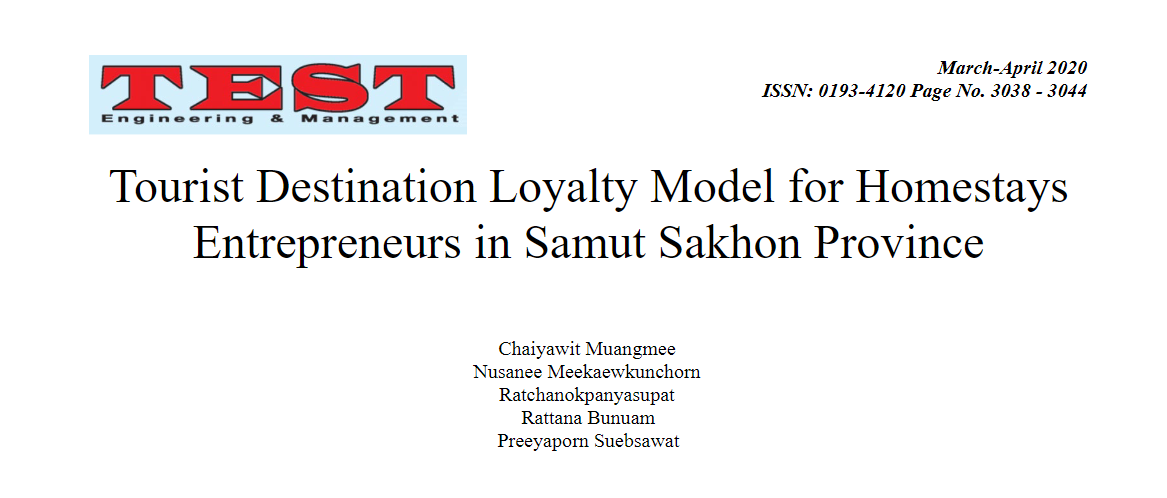 Tourist Destination Loyalty Model for Homestays Entrepreneurs in Samut Sakhon Province.