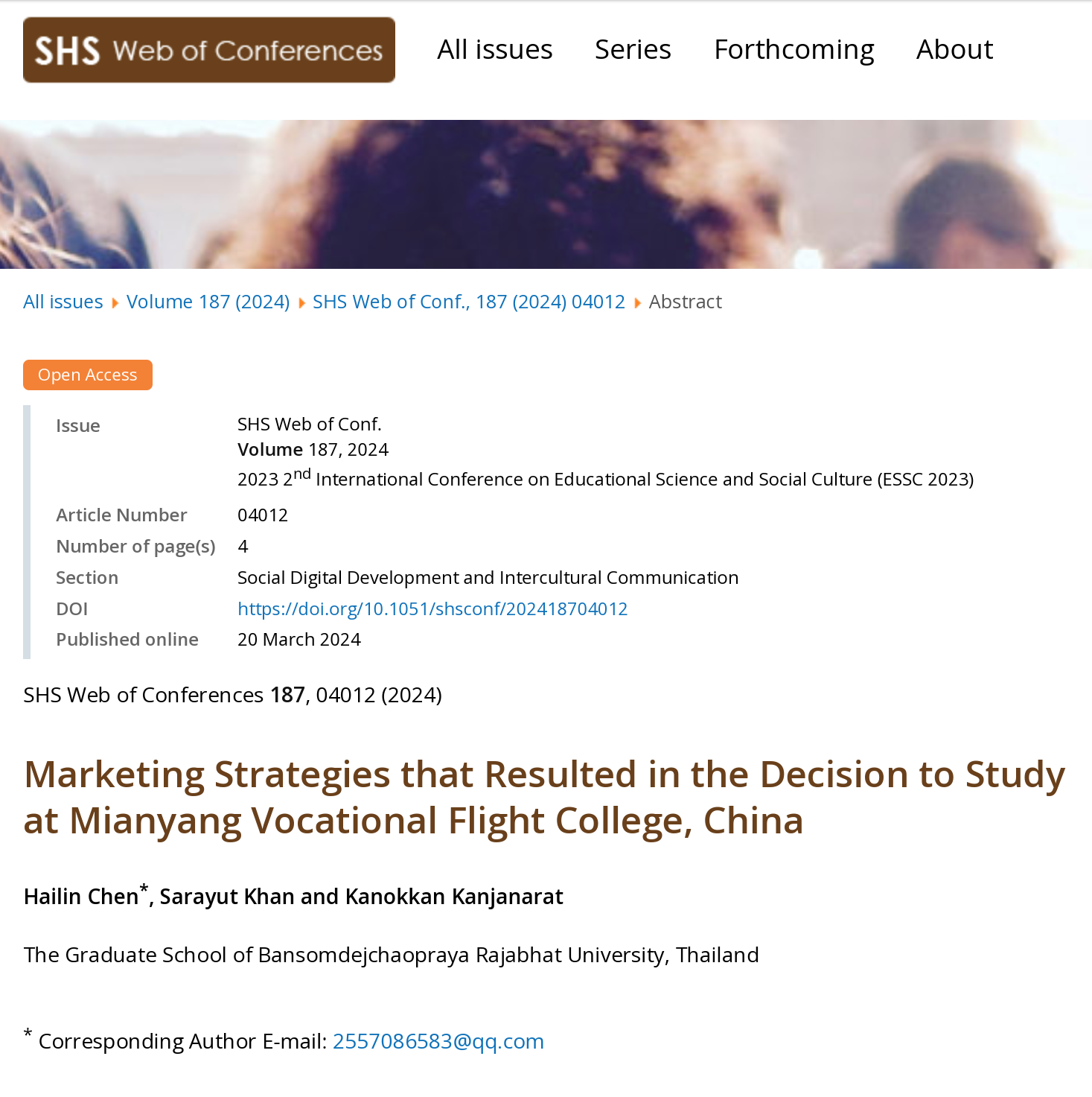 Marketing Strategies that Resulted in the Decision to Study at Mianyang Vocational Flight College, China